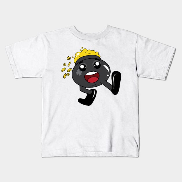 Funny Running Gold Pot Cartoon Kids T-Shirt by Tee Love Co. 